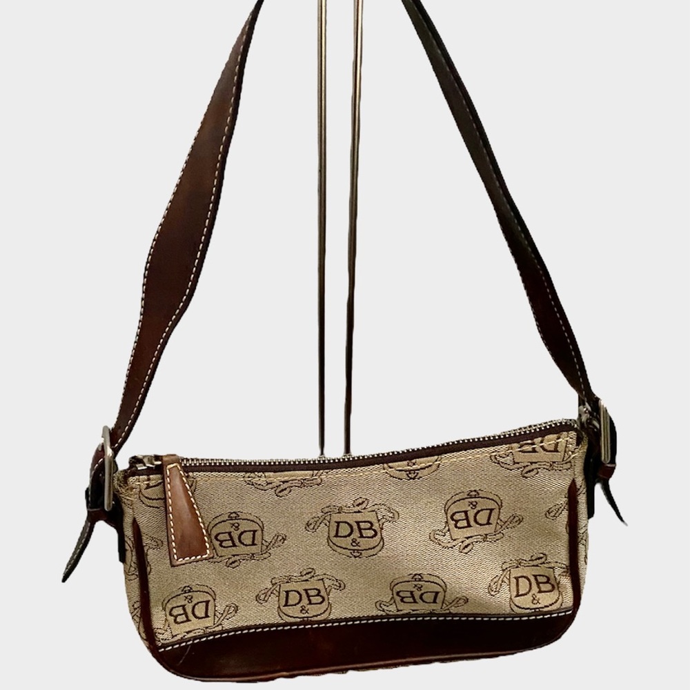 EUC Vintage Dooney and Bourke Donegal Crest Mini Baguette-Tan